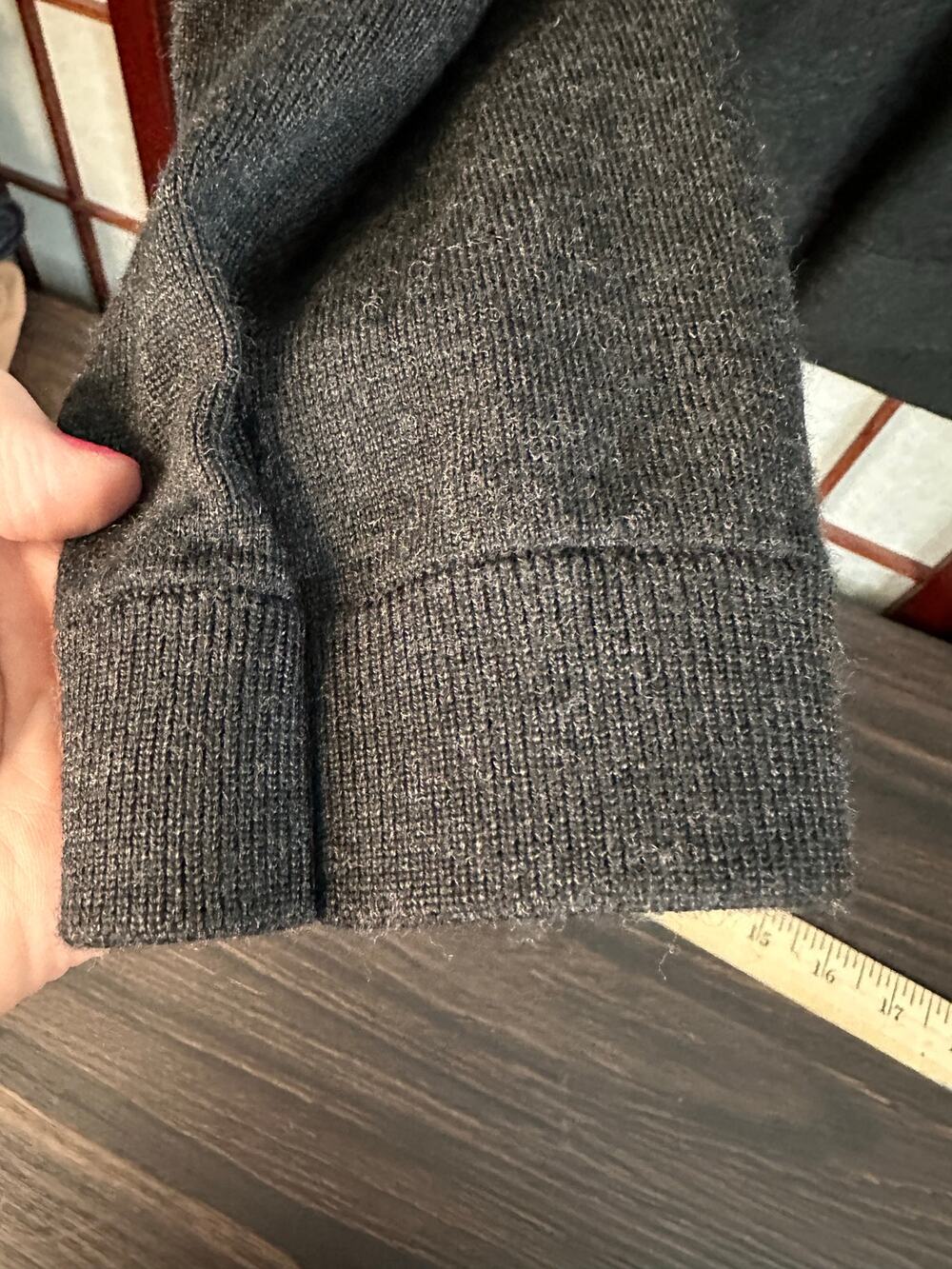 Lululemon Merino Wool-Blend Ribbed Crewneck Sweater in Heathered Black Large